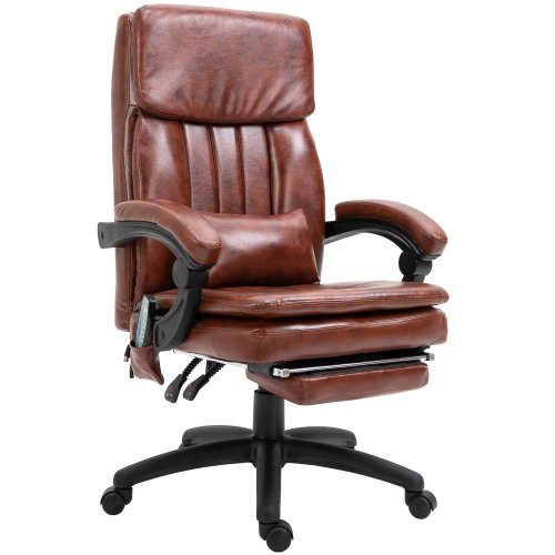 Vinsetto Heated Vibration Massage Executive Office Chair Adjustable Swivel Ergonomic Faux Leather High Back Desk Chair w/Lumbar Support|Aosom Ireland