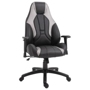 Vinsetto Office Chair PU Leather Ergonomic Racing Chair Upholstered Adjustable-Sit Home White/Black