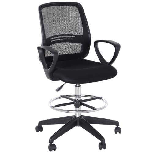 Vinsetto Tall Ergonomic Mesh Back Chair for Office Desk w/ Adjustable Height Footrest and 360 Swivel Black