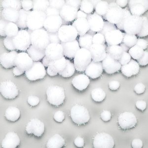 Glitter Snowball Pom Poms (Pack of 100)