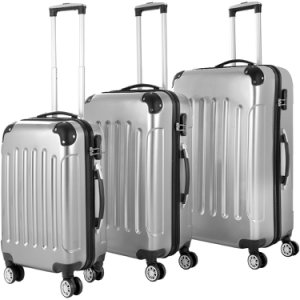 - Kein Hersteller - Kofferset hartschale 3 tlg. luxus silber m/l/xl aus polycarbonat 42l, 66l, 98l