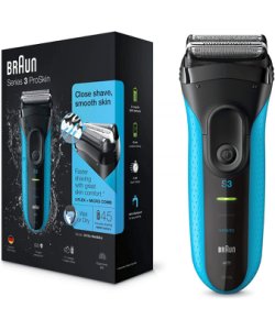 Braun Series 3 ProSkin 3010s Electric Shaver, Rechargeable and Cordless Wet Dry Razor for Men, Black/Blue - Size One