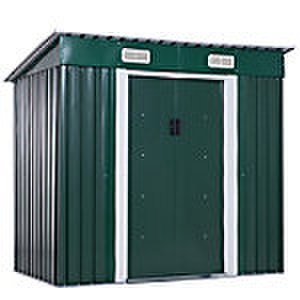 Outsunny metal garden shed outdoors water proof deep green 1320 mm x 2020 mm x 1800 mm