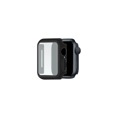 Telefoonglaasje Apple watch 7 hoesje met screenprotector glas - 45mm - zwart