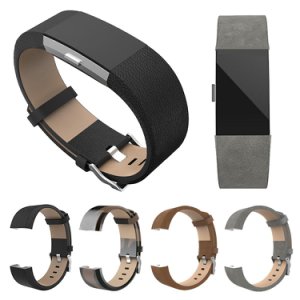Gosear klassisk kunstko-læder sikker udskiftning urbånd håndledsrem til Fitbit opladning 2 II charge2 smart armbånd - Grey