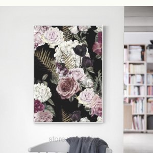 Productspro Klassisk rose nordisk plakat cuadros decoracion indretning af hjemmet blomster, vægkunst, lærredsmaleri vintage-plakater og -tryk, ikke-indrammet - 40