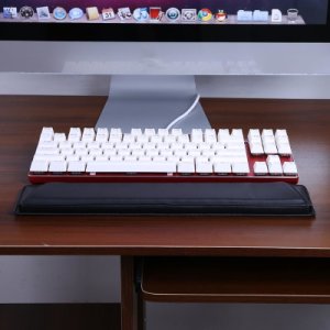 Mekanisk tastatur 87 Nøglehældning Læder Håndledsstøtte Komfortpude Håndledsrest Tastatur Håndpude Tastaturpude til pc-tastatur - Silver
