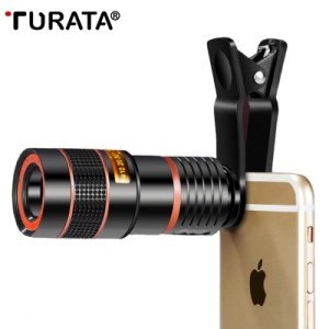 TURATA Universal Clip 8X 12X Zoom Mobiltelefon Teleskop Objektiv Telefoto Ekstern Smartphone Kamera Objektiv Til iPhone Samsung Huawei - 8X Lens