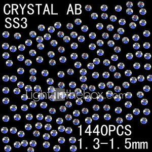 1440pcs 1.3-1.5mm ab scintillement de couleur cristal strass dos plat nail art décoration