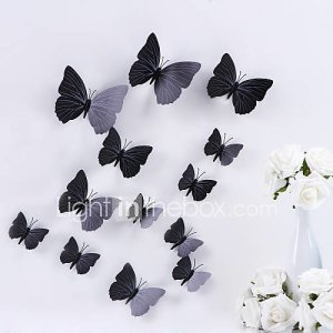 3D Wall Stickers Wall Decals,  Butterfly PVC Pure Color Wall Stickers 12 Pieces/Set