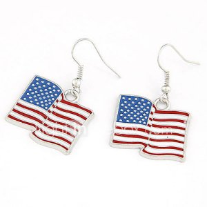 Boucles d'oreilles fraîches d'alliage de conception de drapeau américain Femmes