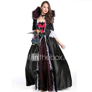 bourgogne sanguinaire vampire et noir deluxe-parole longueur robe de Halloween costume des femmes