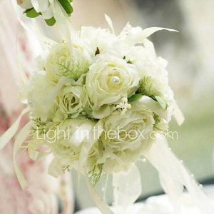 élégants bouquets de mariée en soie ronde (plus de couleurs)