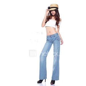 la mode taille plus lâche larges jeans jambe des femmes