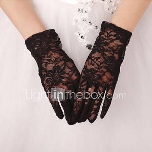 mariage doigt gants de soirée en dentelle noire