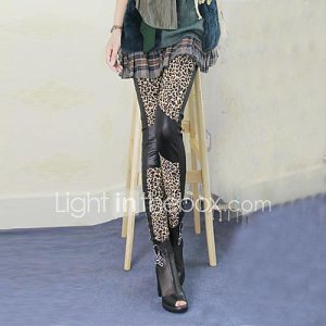 Mode Leopard Motif d'impression de femmes PU cuir Legging