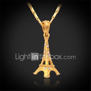 plaqué mignon Tour Eiffel collier pendentif en or 18 carats platine des femmes topgold cristal cadeau de bijoux en strass pour les femmes