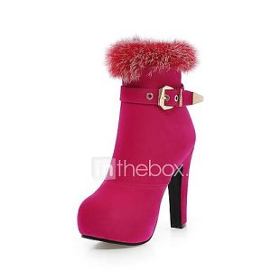 plate-forme de chaussures à bout rond talon épais cheville bottes pour femmes avec Zipper Boucle abd fourrure plus de couleurs disponibles