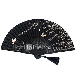 Lightinthebox Soie ventilateurs et parasols-# piÃ¨ce / set eventail thÃ¨me de papillon noir rubans 38cmx21cmx1cm 2.4cmx21cmx1cm