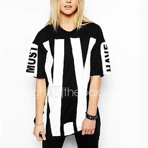Women's Round Neck NY Letters Printing Short Sleeve T-shirt
