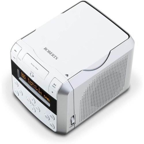 Roberts Sound 48 DAB/DAB+/FM Stereo Clock Radio with CD, Bluetooth, USB Playback/Charging - White / Black