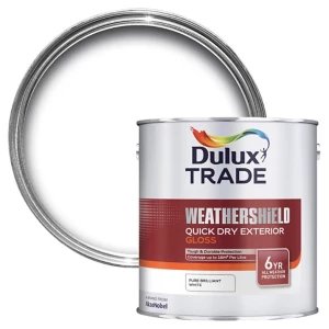 Dulux Trade Pure Brilliant White Gloss Metal & Wood Paint, 2.5L