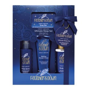 Feather and Down Ultimate Sleep Set with Calming Lavender and Chamomile Oils