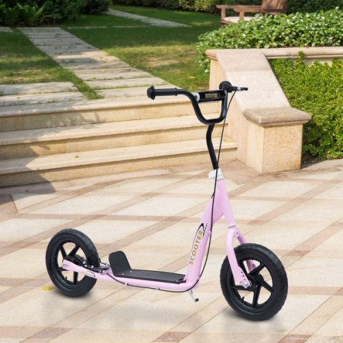 HOMCOM 12" Tyres Teen Push Stunt Bicycle Ride On Scooter-Pink