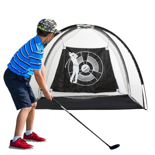 HOMCOM PE Net Golf Practice Hitting Target w/ Carrier Bag White