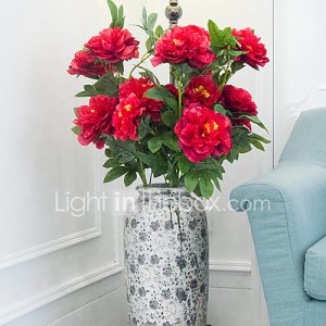 Lightinthebox 1 1 rama poliéster / plástico peonías flor de suelo flores artificiales 29.3inch/100cm
