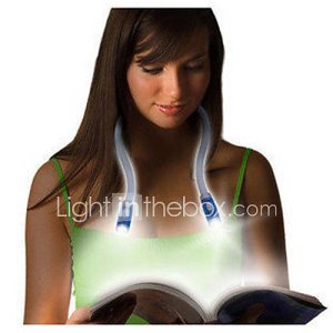 cuello de la lectura de libros lámpara portátil de luz abrazo flexibles 0.5W 50LM 4xLED manos libres (azul)