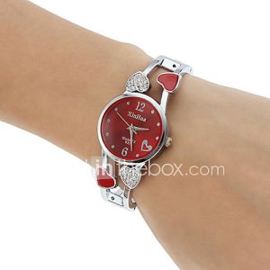 Mujer Reloj de Moda Reloj Pulsera Cuarzo La imitación de diamante Aleación Banda Heart Shape Brazalete Plata Blanco Negro Morado Rojo Rosa