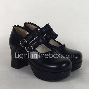 Lightinthebox Zapatos lolita clásica y tradicional lolita tacón alto zapatos un color 7.5 cm rosado negro blanco paracuero sintético/cuero de