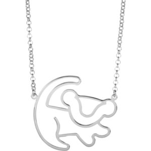 Ladies Disney Couture Rhodium Plated Lion King Simba Outline Necklace