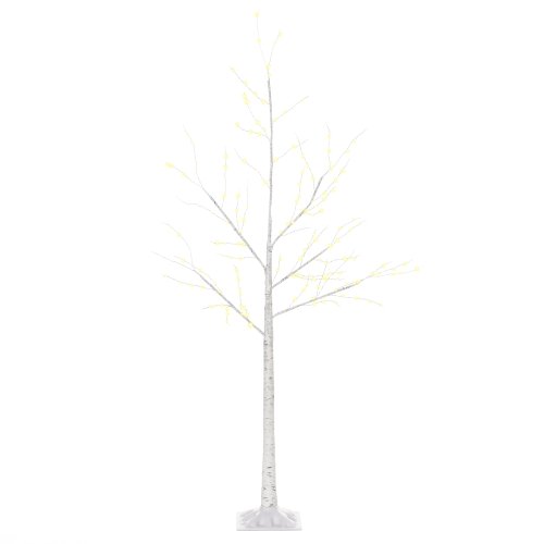 Outsunny Árvore de Bétula 150cm de Altura com 210 Luzes LED em Branco Quente Ramos Flexíveis e Base para Decoração de Festas   Aosom Portugal