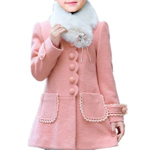 Cappotto in misto lana per ragazza Elegante elegante colletto staccabile elegante