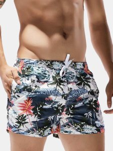 Pantaloncini da tavola per uomo a stampa sportiva traspirante allentati con stampa stile hawaiano