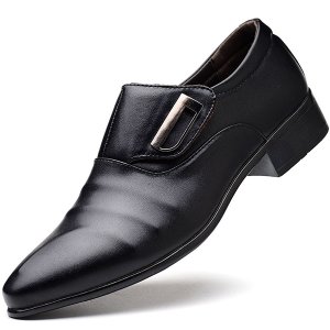 Newchic Uomo casual scarpe da business a punta con fibbia metallica a grande taglia
