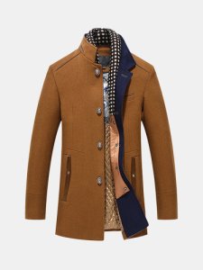 Newchic Uomo giacca cappotto primaverile di lana a metà lunghezza di stile casusal alla moda slim fit