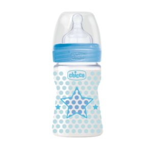 chicco  Trivsel Babyflaske 150 ml 0m+ silikone Boy - blå - Gr.fra 0 mdr.