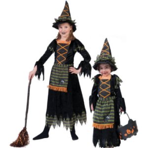Funny Fashion  Karneval Halloween kostume heks Lya - sort - Gr.98 - Pige