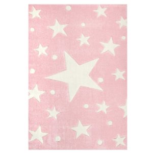 Livone  Gulvtæppe Happy Rugs Stars rosa 160 x 230 cm - rosa/pink