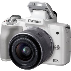 Aparat Canon EOS M50 + EF-M 15-45mm IS STM Biały + voucher 100zł na sprzęt i akcesoria za każde wydane 500zł - kup na raty do 30x0% (RRSO 0%) i zapłać dopiero w sierpniu