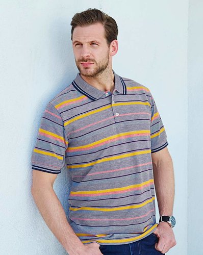 Southbay Unisex S/S Navy Striped Polo