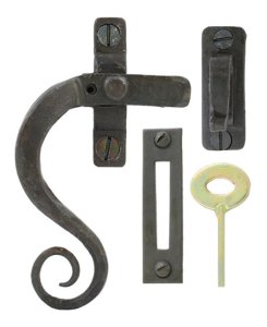 From The Anvil Blacksmith beeswax curved lockable monkeytail casement fastener