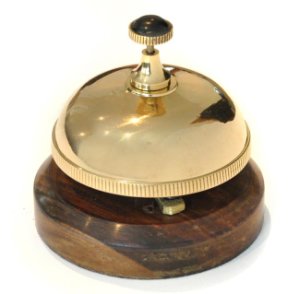 Brass Desk Bell with Wooden Base