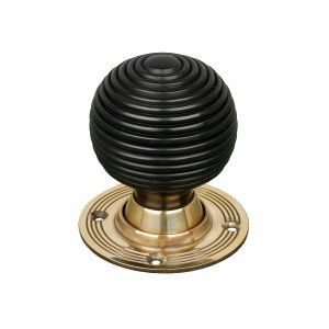 Cast In Style Ebony beehive door knobs with brass roses