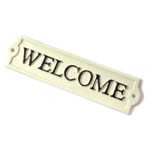 Cast In Style Welcome sign - cream finish