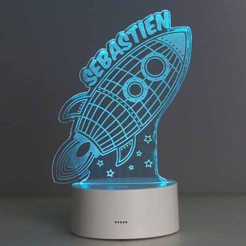 Personalised Memento Company Personalised rocket colour-changing night light in lime