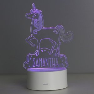 Personalised Memento Company Personalised unicorn colour-changing night light
